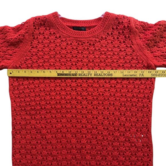 Banana Republic Crochet Star Stitch Wool Sweater Womens XL Tamale Italian Yarn - Picture 8 of 14